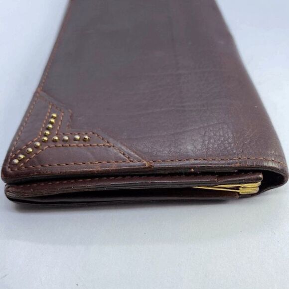 Authentic Yves Saint Laurent YSL Brown Leather Long Slim Wallet - Picture 5 of 13